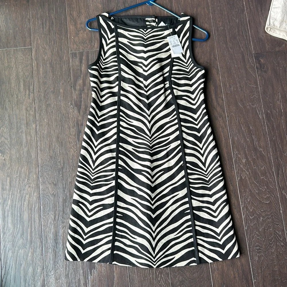 J Crew zebra print linen shift dress 4P - Picture 2 of 9